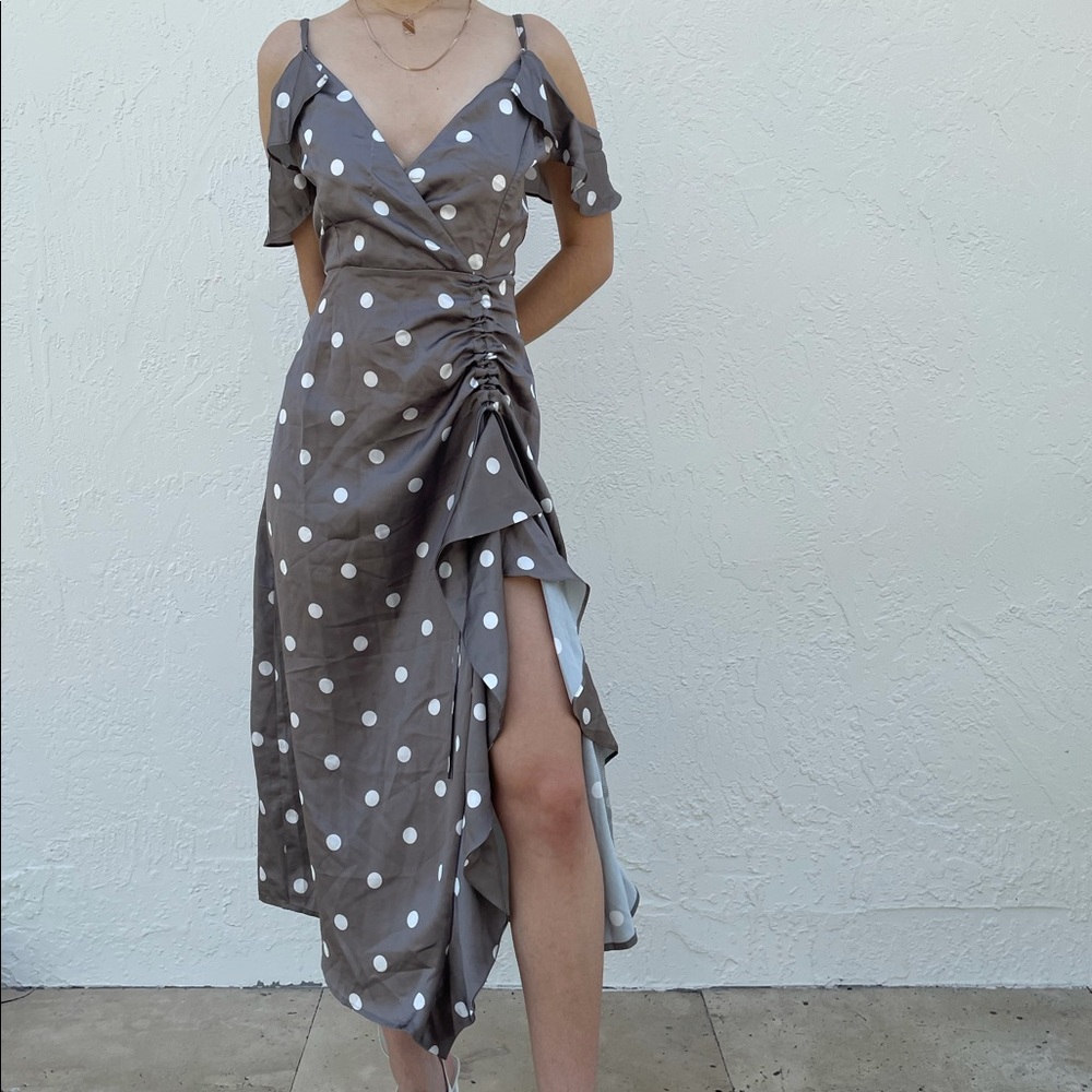 Flowy off the shoulder polka dot summer dress - Picture 1 of 3